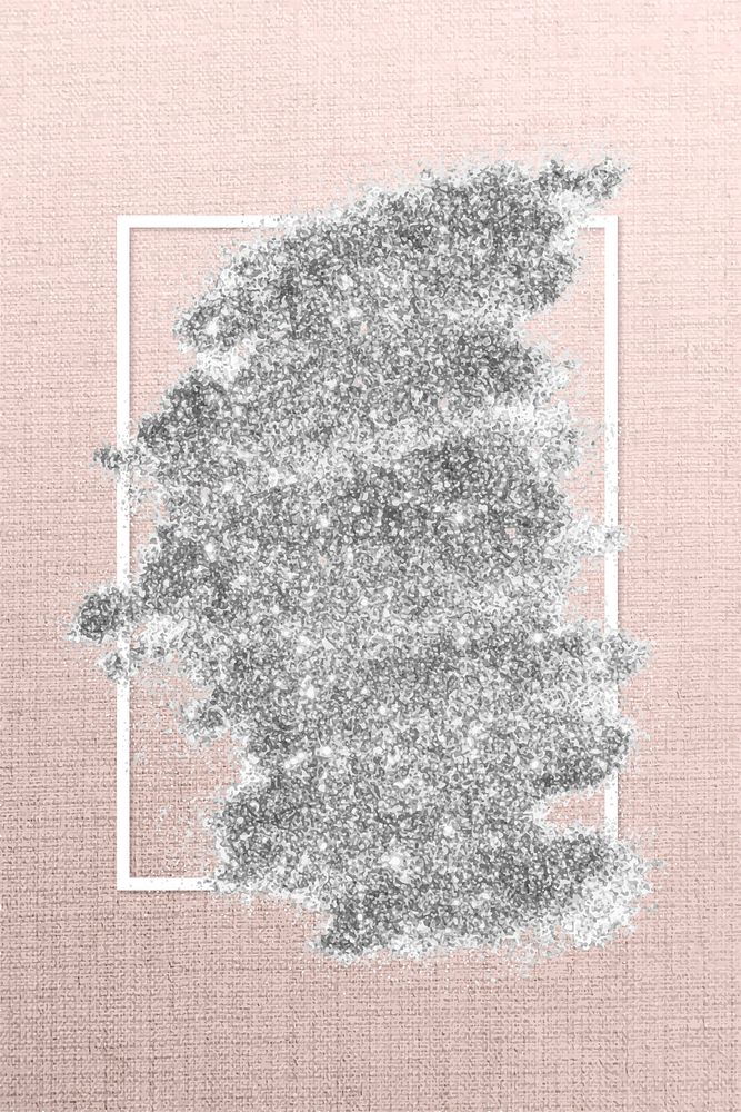 Silver glitter with a white frame on a pink background vector