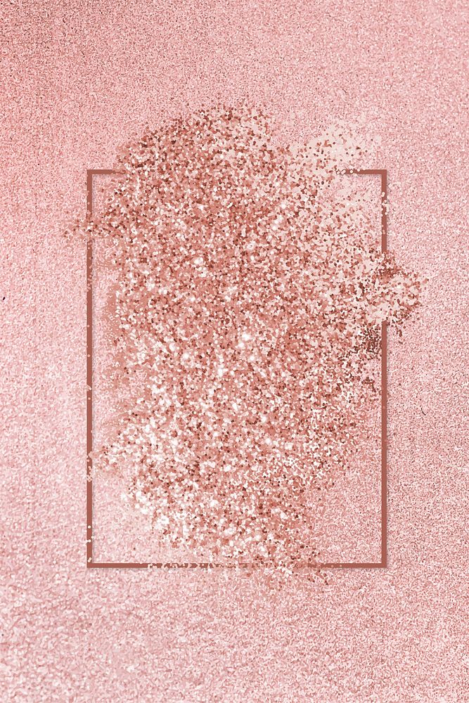 Pink gold glitter with a brownish red rhombus frame on a pink background vector