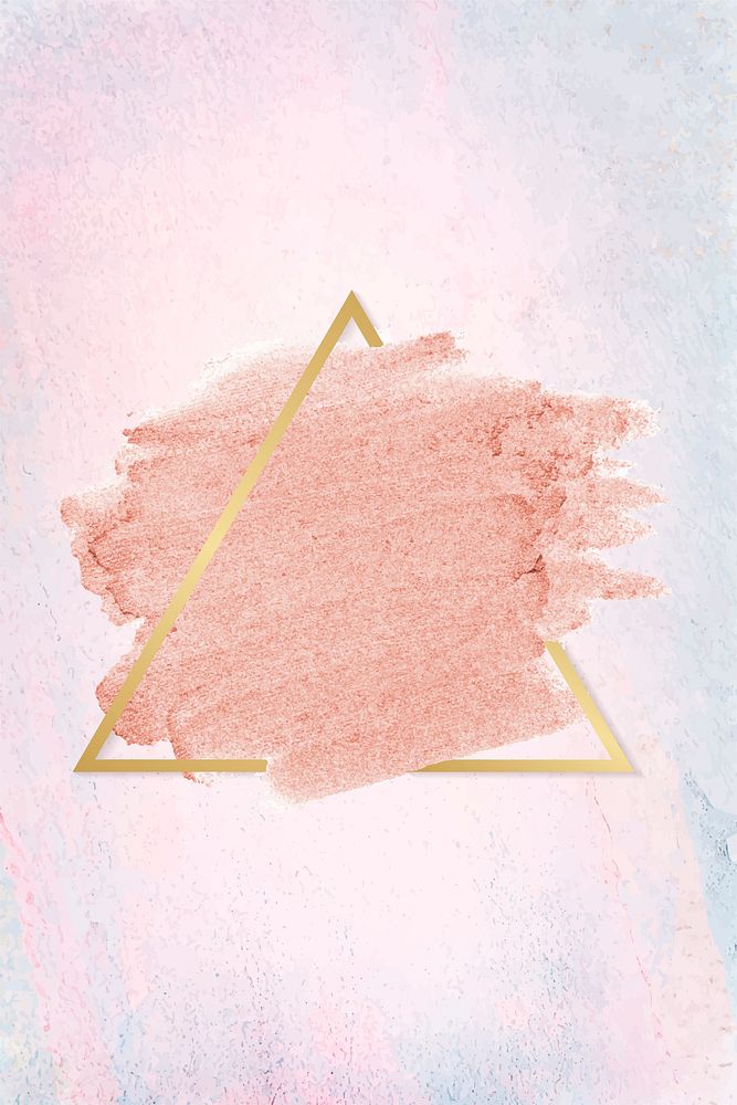 Pastel pink paint with a gold triangle frame on a pastel pink background vector