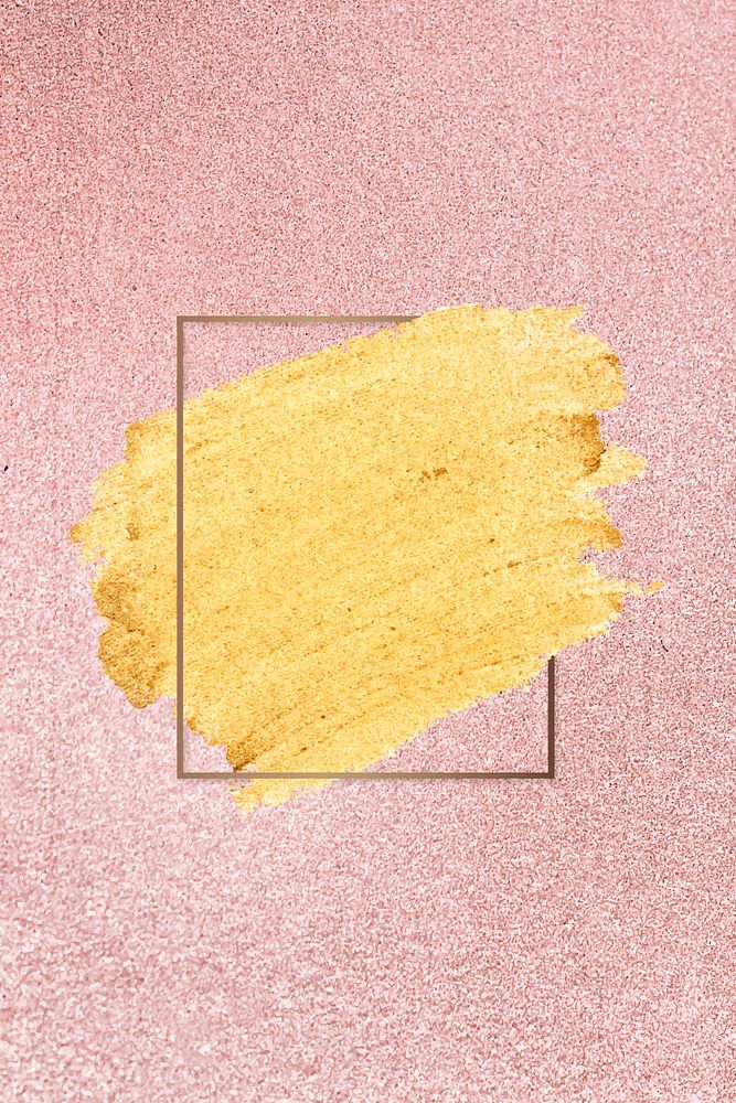 Gold paint with a brown rectangle frame on a pink background vector