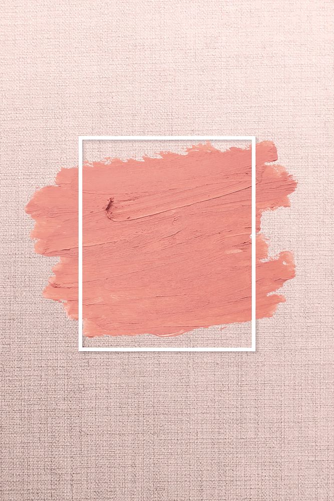 Matte orange paint with a white rectangle frame on a light pink background vector