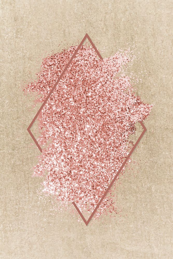 Pink gold glitter with a brownish red rhombus frame on a brown background vector