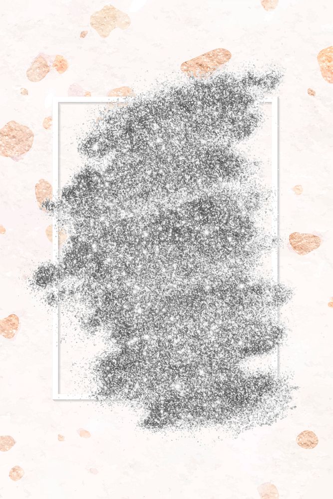 Silver glitter with a white frame on a light pink background vector