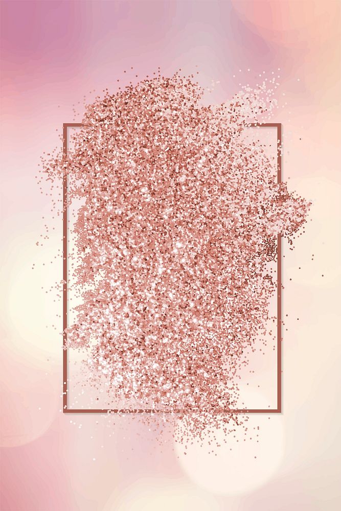 Pink gold glitter with a brownish red rhombus frame on a pastel purple background vector