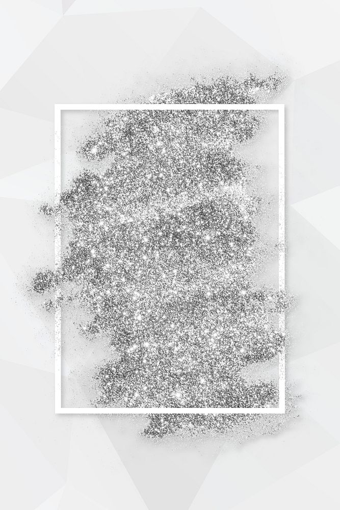 Silver glitter with a white frame on a gray background illustration
