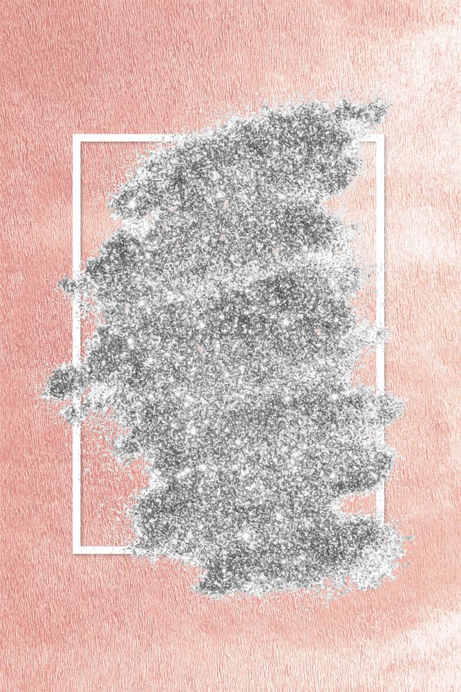 Silver glitter with a white frame on a grunge pink background vector