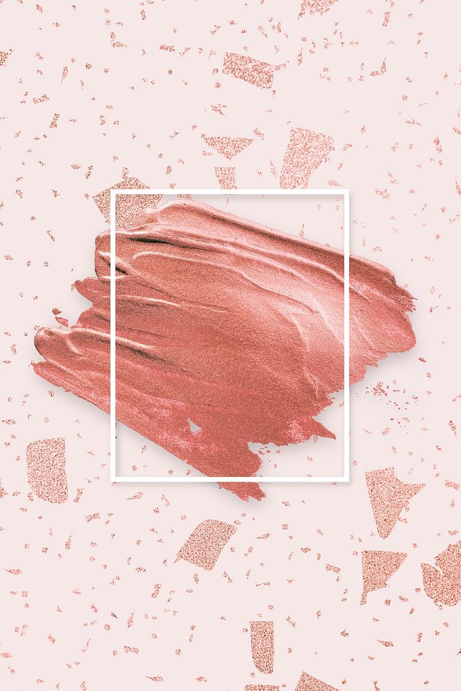 Metallic orange paint with a white frame on a pink marble background illustration