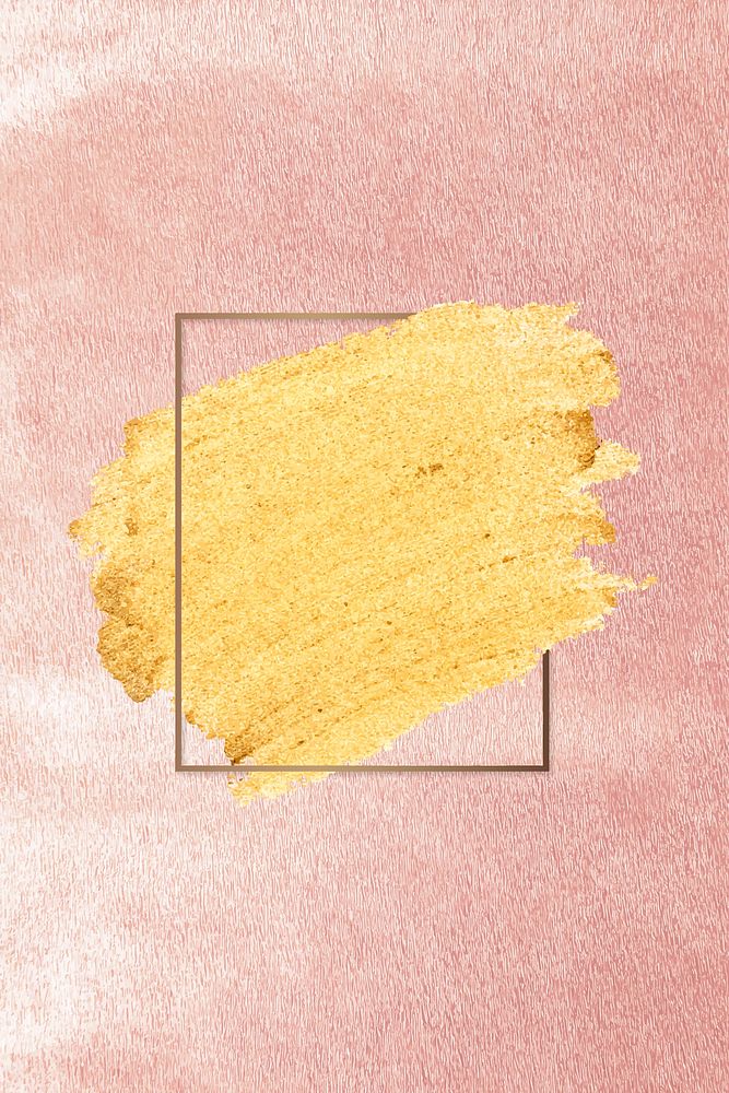 Gold paint with a brown rectangle frame on a pink background vector
