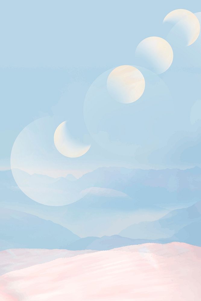 Aesthetic moon background, landscape design vector