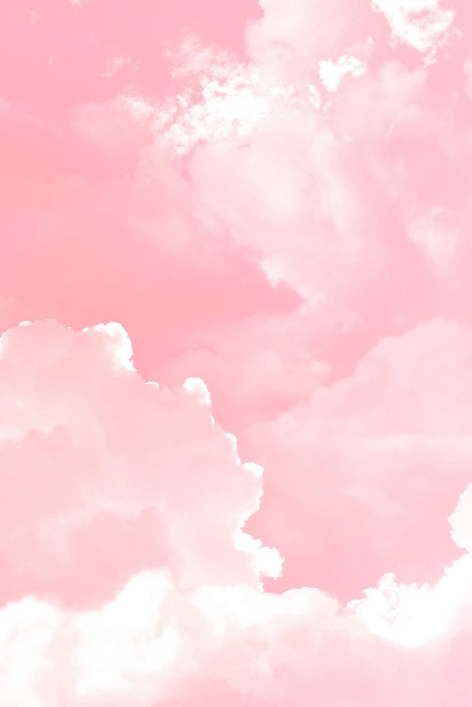 Pink clouds background, pastel nature design 