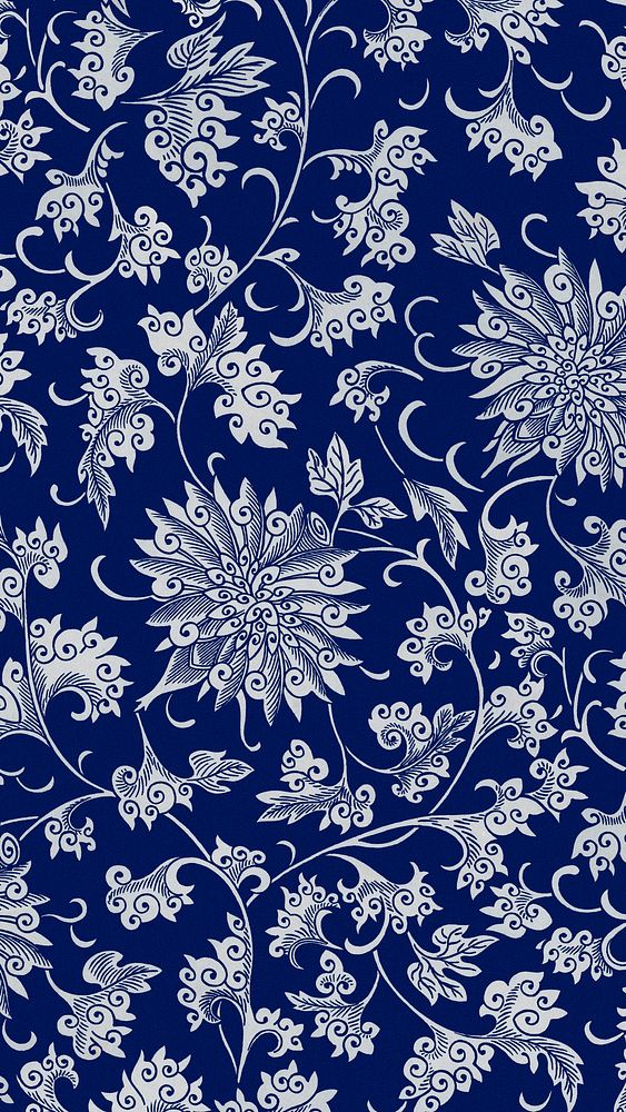 Blue flower mobile wallpaper, oriental background