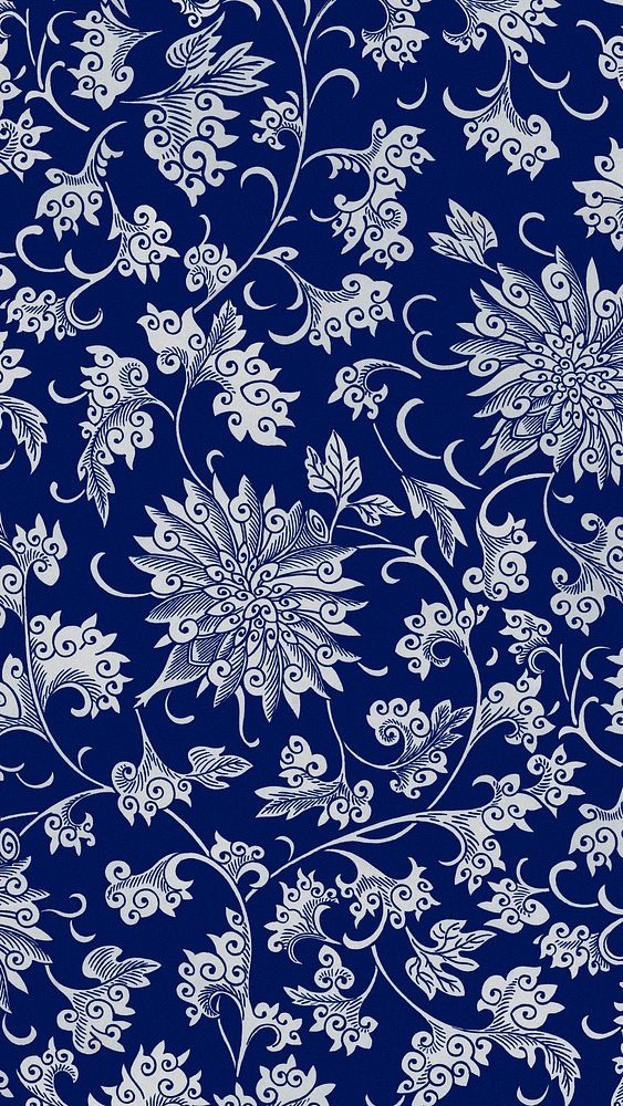 Blue flower mobile wallpaper, oriental | Premium Photo Illustration ...