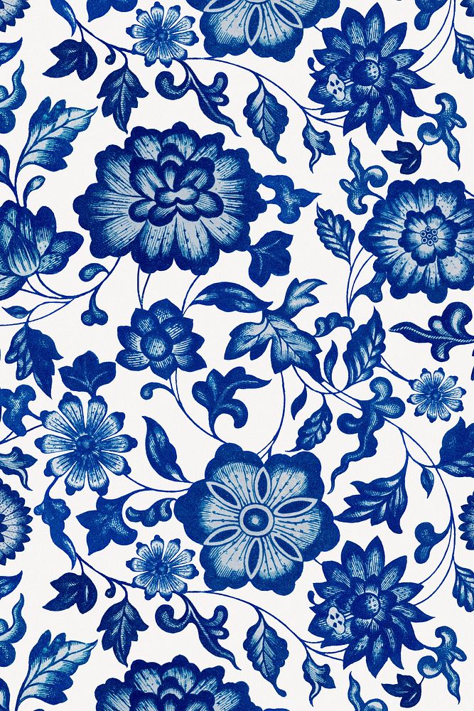 Oriental blue flower background, vintage | Premium Photo Illustration
