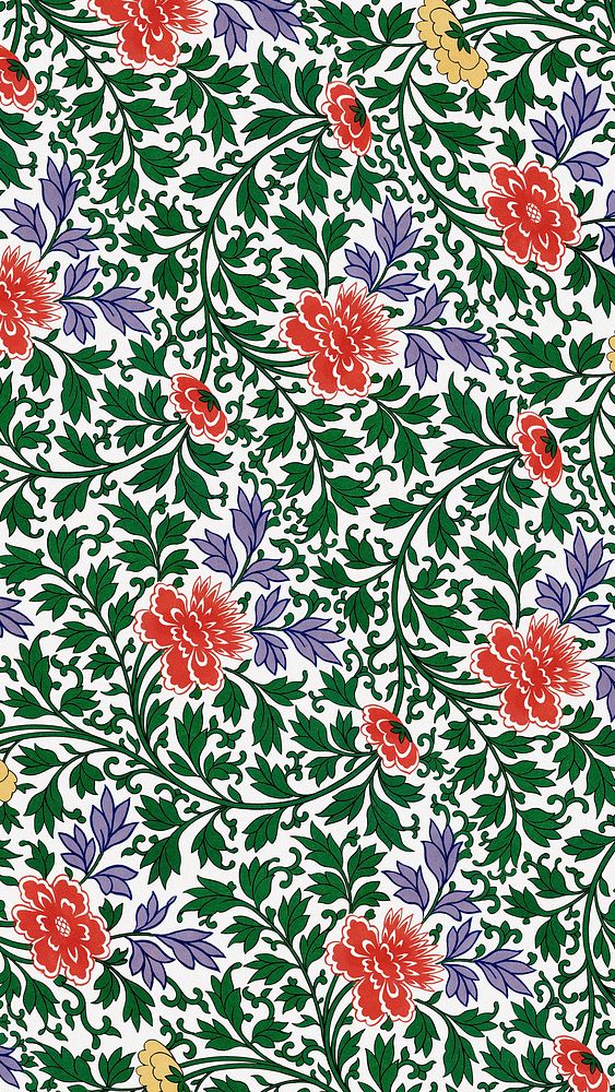 Oriental flower pattern HD wallpaper, vintage colorful background