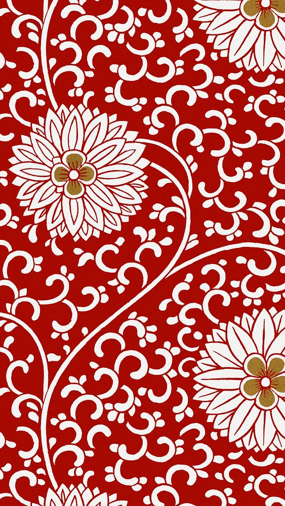 Red flower mobile wallpaper, oriental background