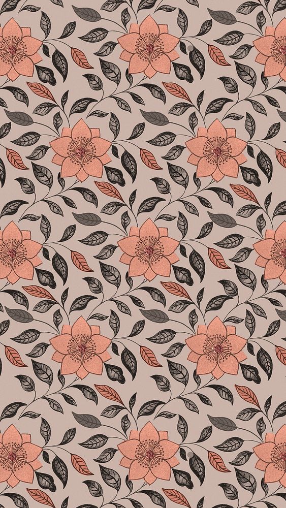 Decorative floral pattern phone wallpaper, traditional flower background