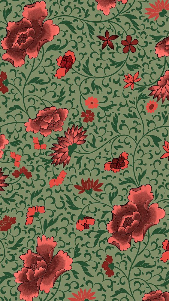 Decorative floral pattern phone wallpaper, traditional flower background