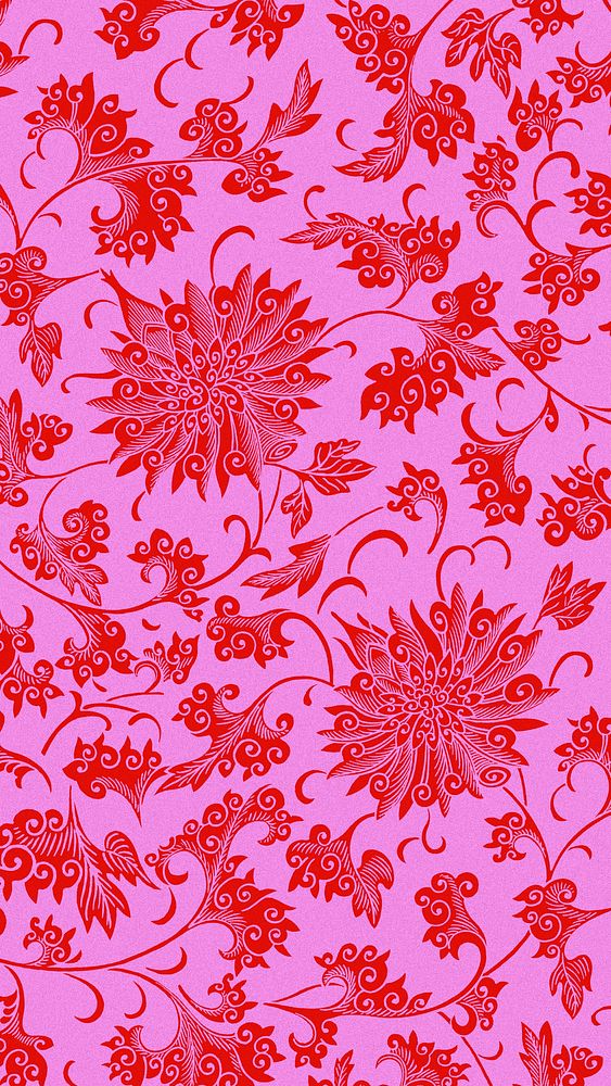 Pink flower phone wallpaper, oriental background