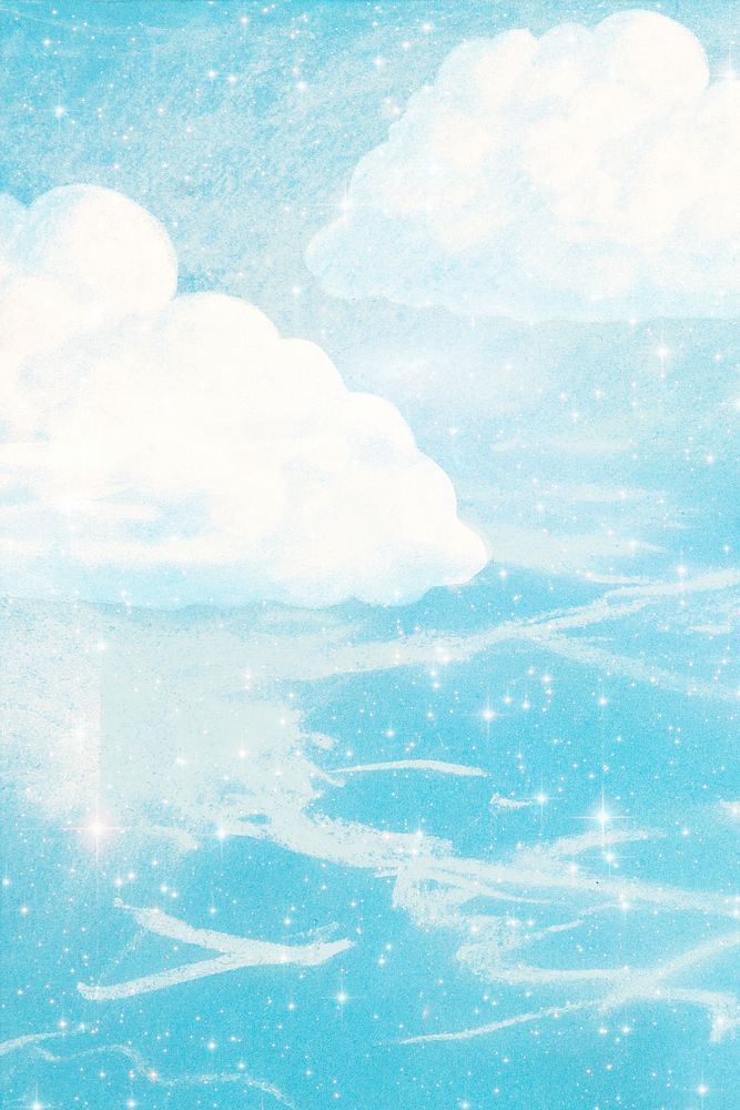 Aesthetic bling cloud background,  blue sky design