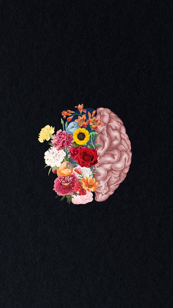 Beautiful mind phone wallpaper, brain flower  background