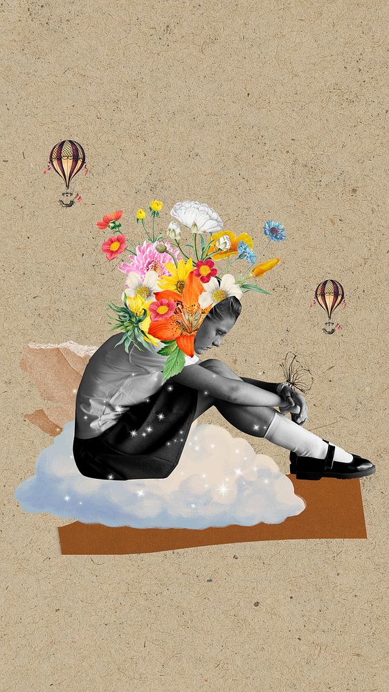 Mental health iPhone wallpaper, surreal art background