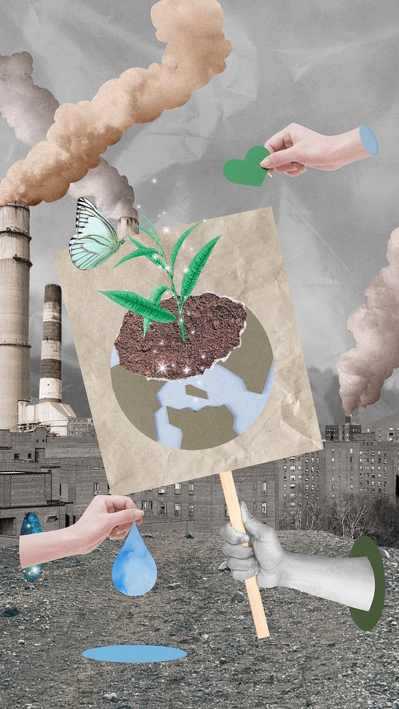 Factory air pollution iPhone wallpaper, surreal escapism