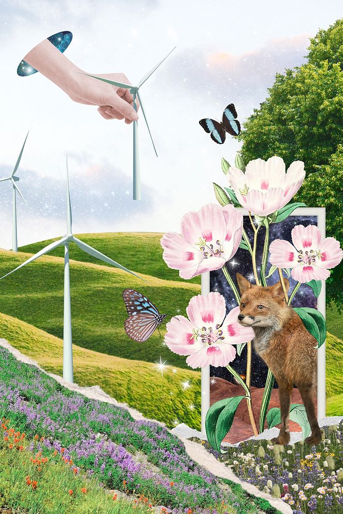 Aesthetic environment & clean energy collage