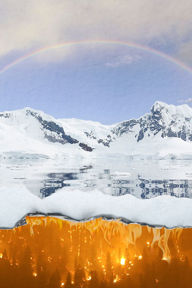 Surreal environment background, global warming affect on Antarctica