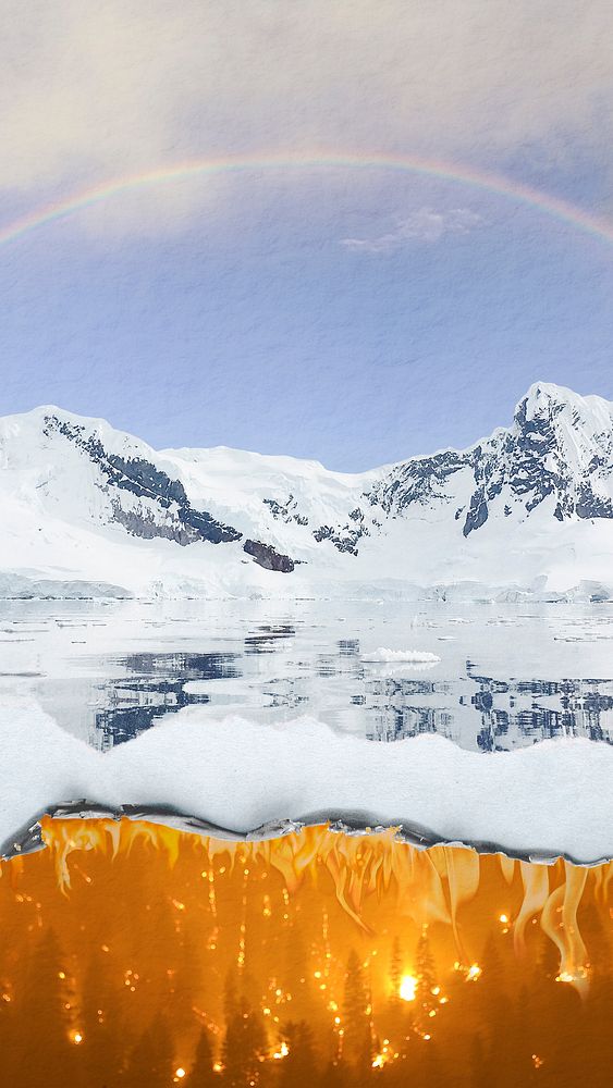 Surreal environment phone wallpaper, global warming affect on Antarctica