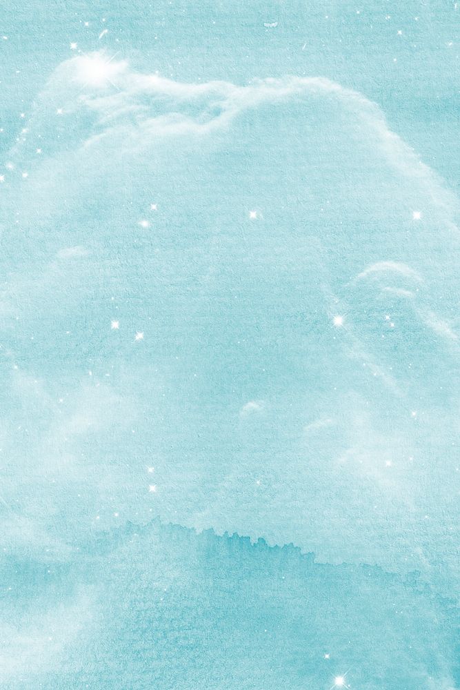 Aesthetic turquoise watercolor background with sparkles 