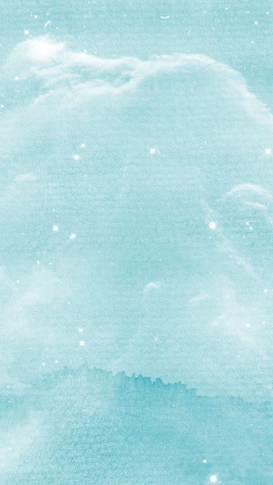 Aesthetic turquoise mobile wallpaper, watercolor background with sparkles