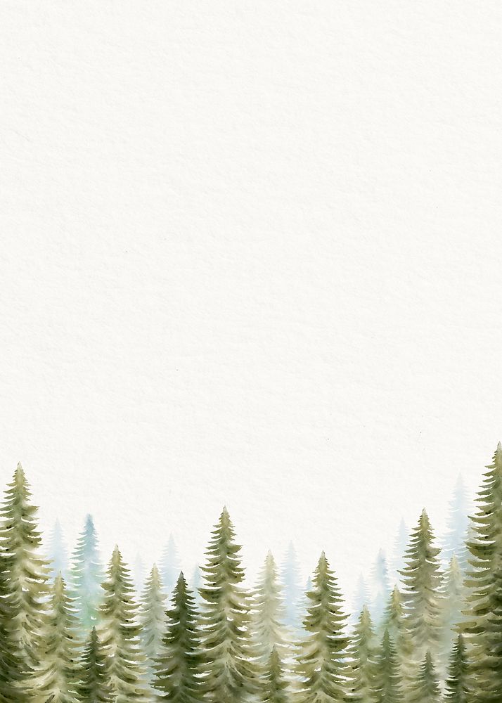 Watercolor pine forest background, nature illustration