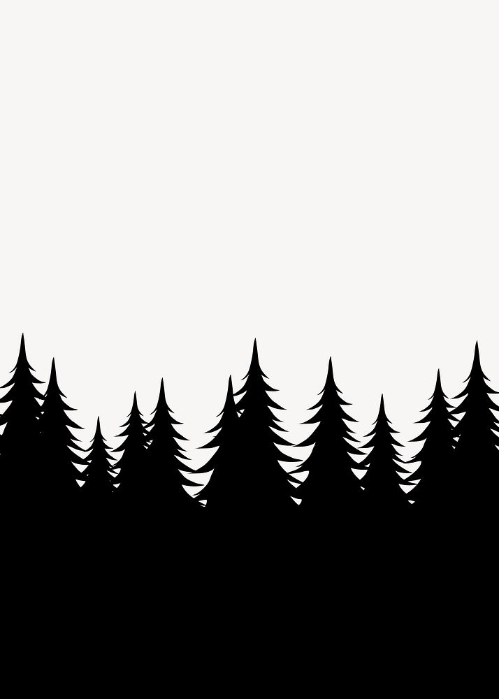 Pine forest silhouette, nature background illustration