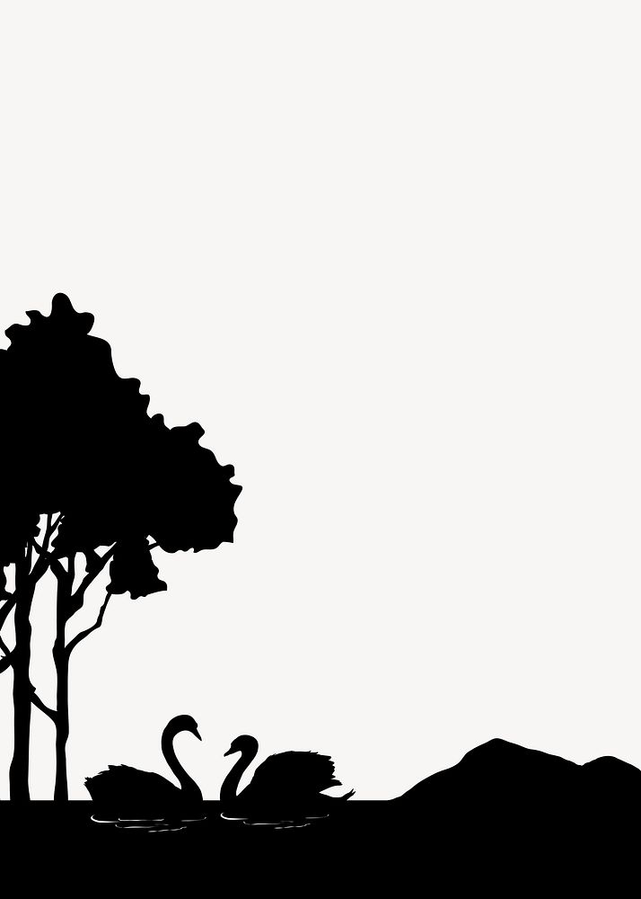 Nature silhouette background, swans in nature