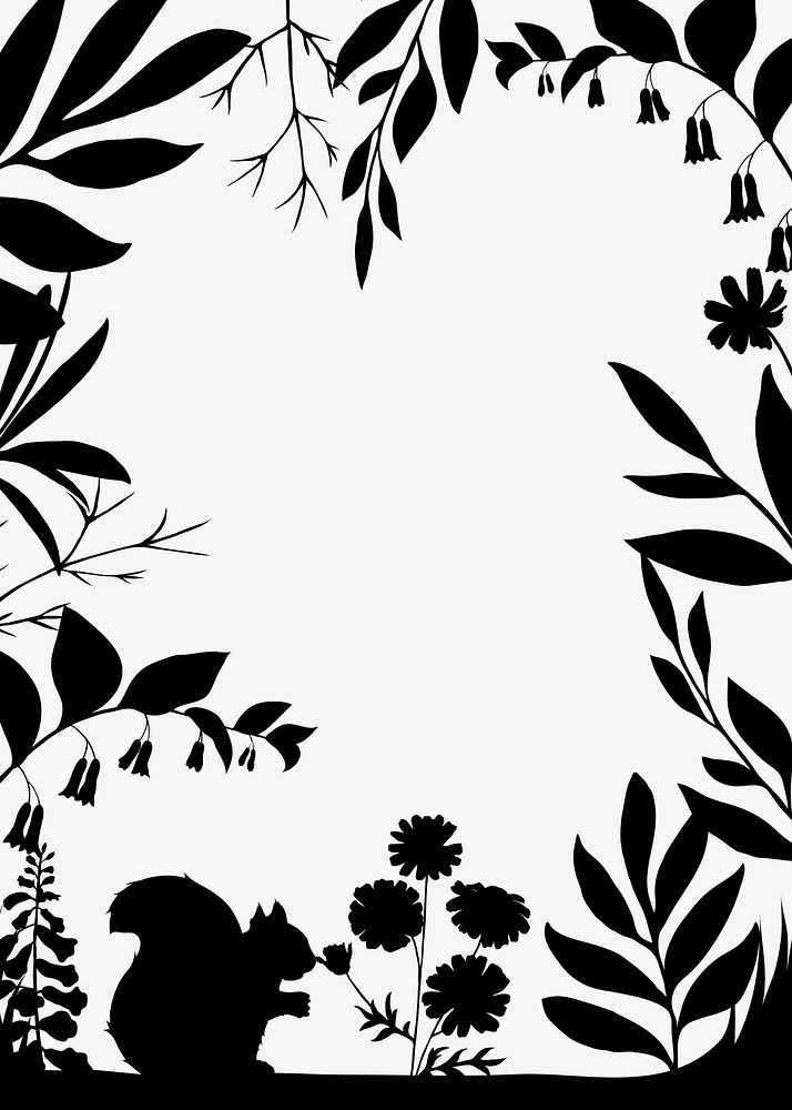 Nature silhouette frame background, forest and wildlife collage element vector