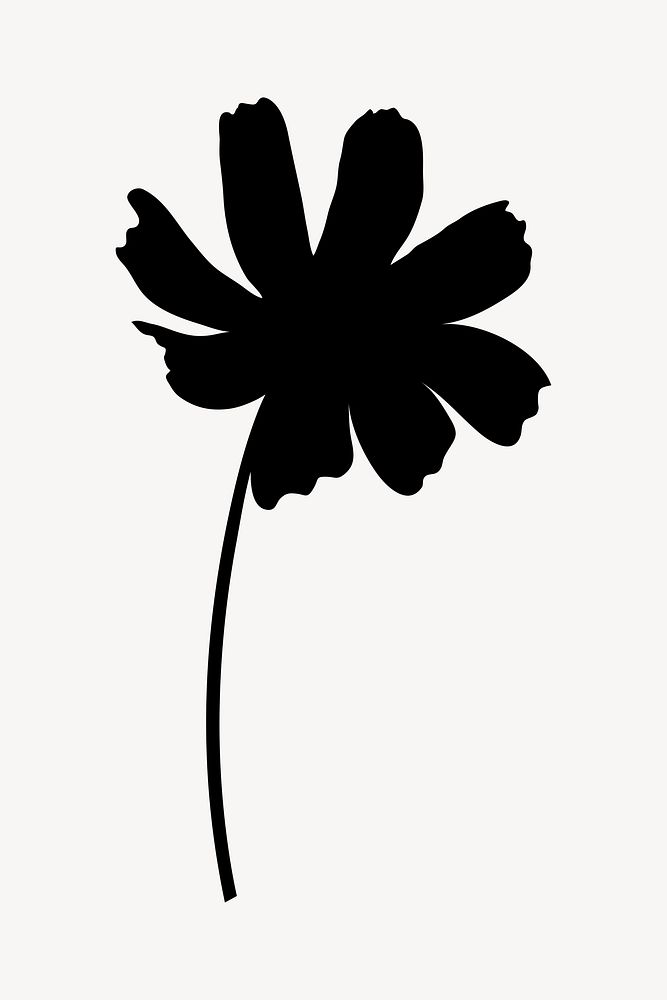 Flower silhouette, cosmos collage element vector