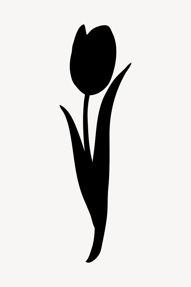 Silhouette tulip, spring flower collage element psd