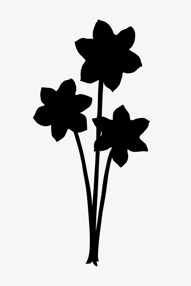 Silhouette flower, three daffodils illustration
