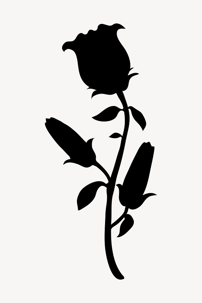 Flower silhouette, campanula branch illustration