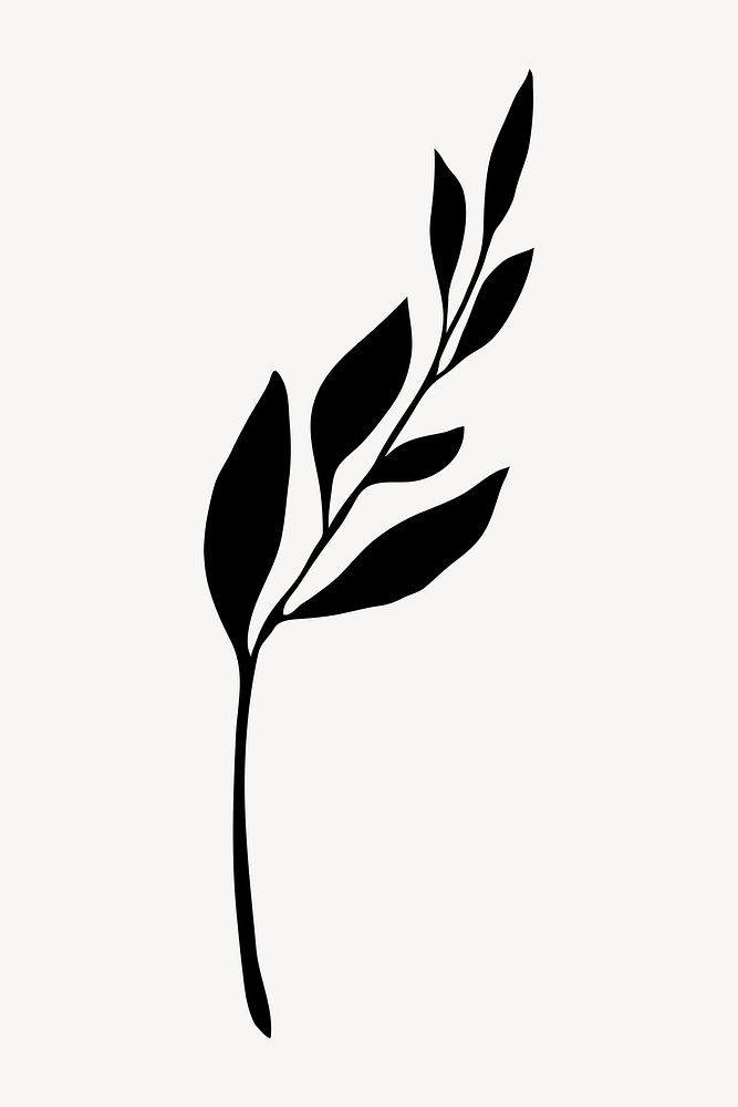 Leaf silhouette, olive branch collage element psd