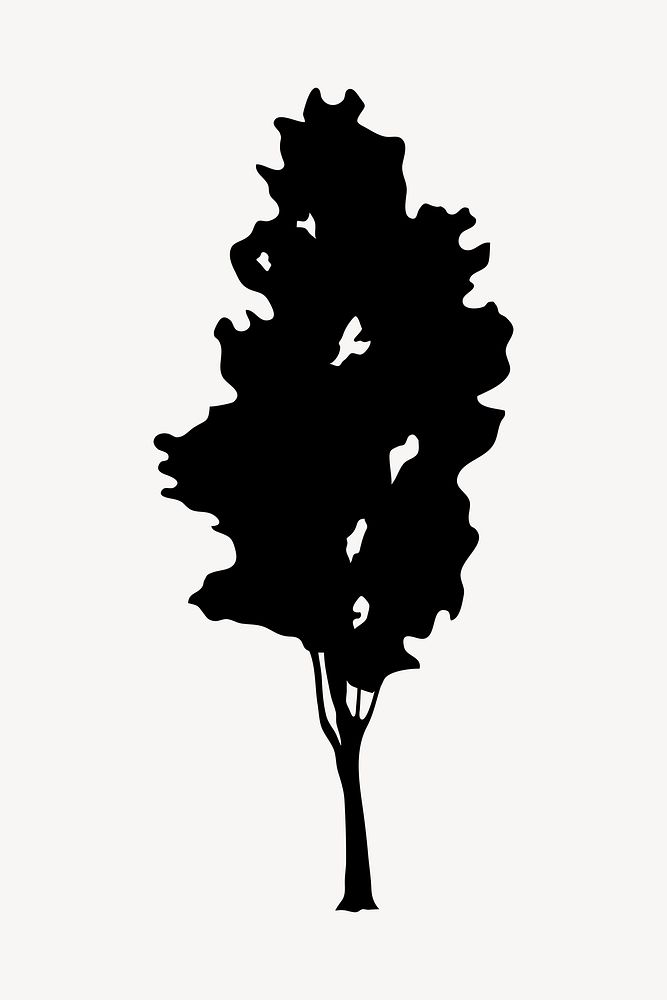 Silhouette tree clipart, nature illustration vector