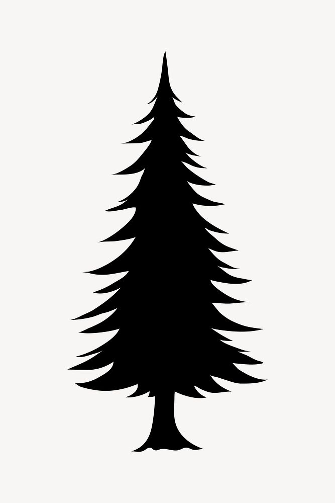 Spruce tree silhouette, collage element psd