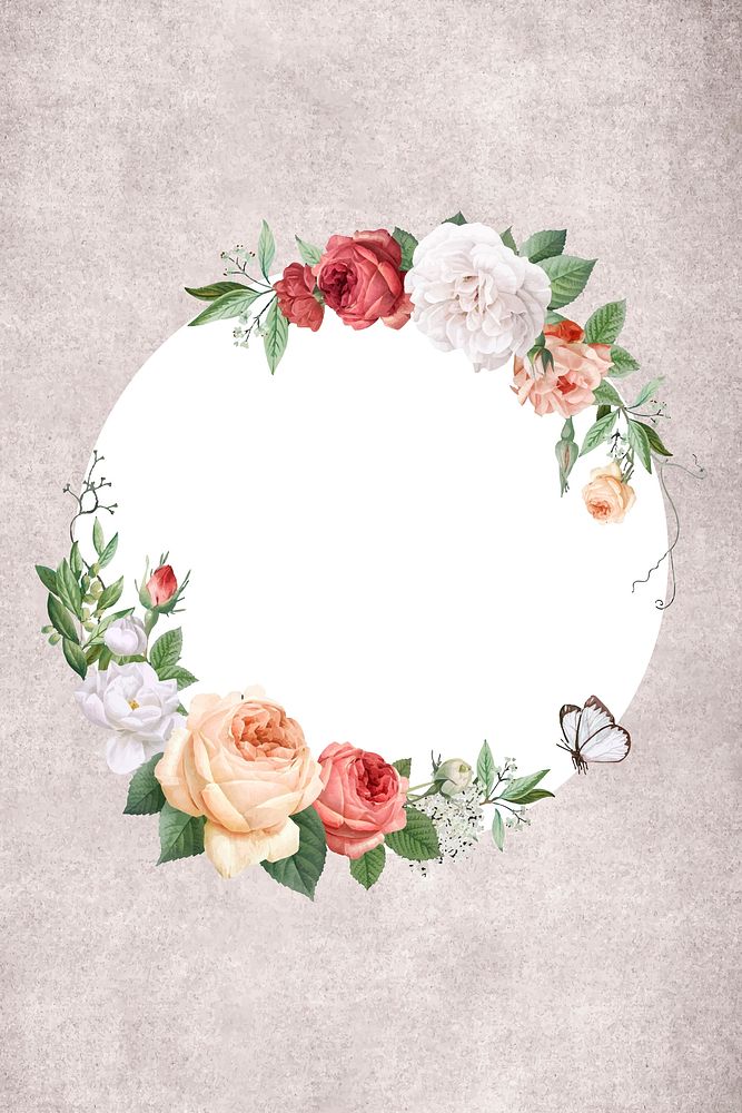 Floral frame on a wall vector