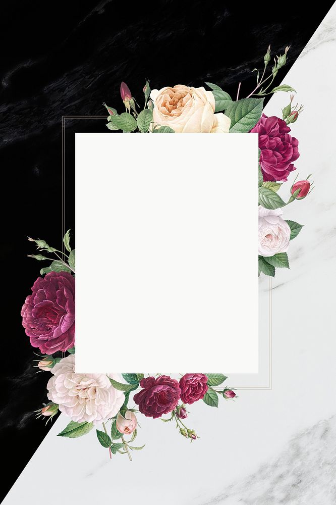 Rectangular frame decorated with roses illustration