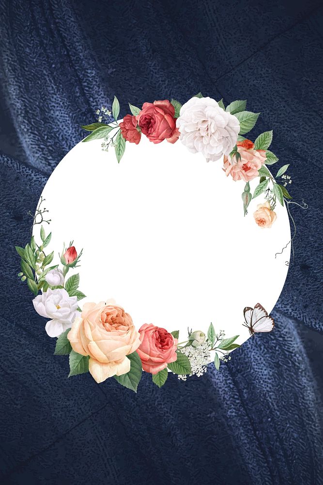 Floral frame on a stone vector