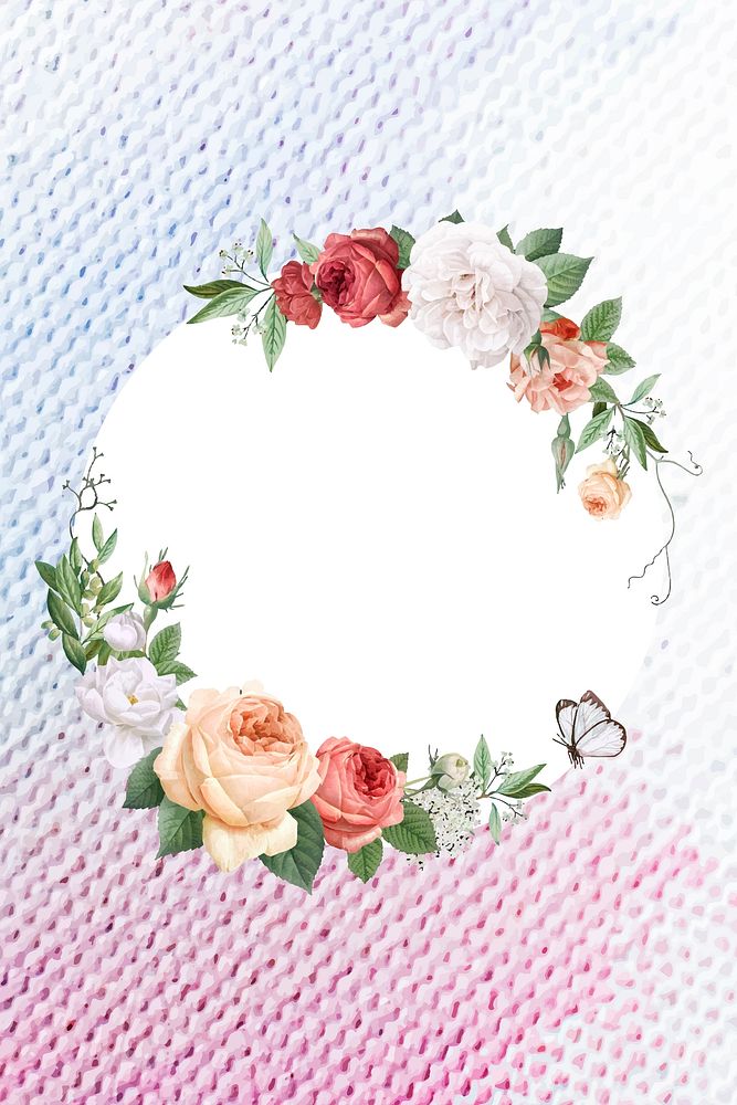 Floral frame on a fabric vector