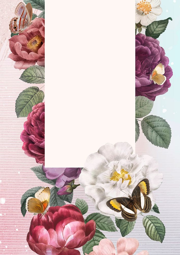Floral frame on a pink background vector