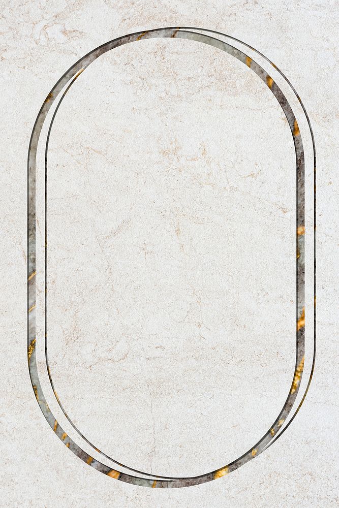 Oval frame on white marble textured background
