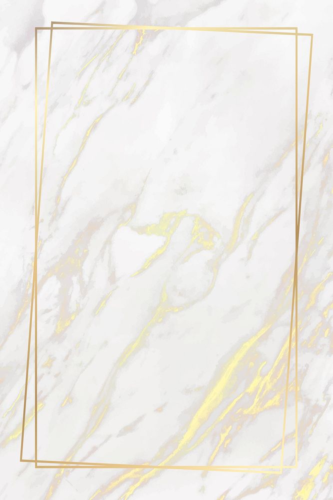 Rectangle golden frame on a marble background vector