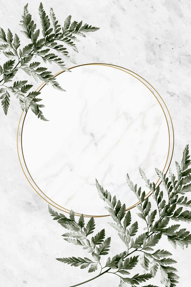 Round golden frame on a marble background vector